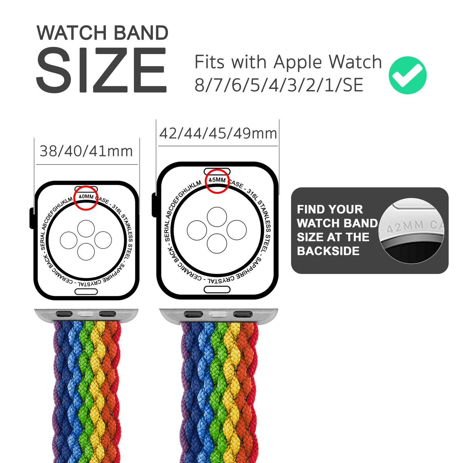 Armband, Geflochtenes Watch Apple Apple, Regenbogen Smart-Watch NALIA 38mm/40mm/41mm, Ersatzarmband,
