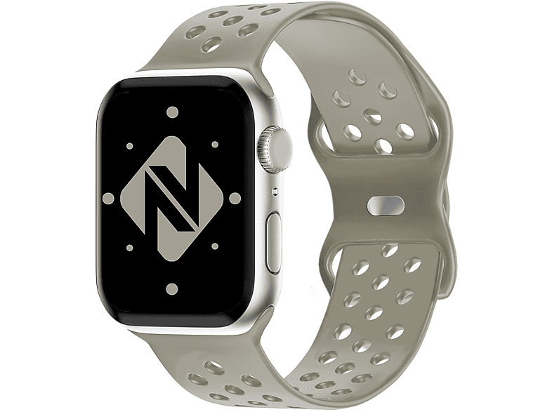 NALIA Smartwatch Armband Loch-Optik, Ersatzarmband, 42mm/44mm/45mm/49mm, Apple Grau Watch Stein Apple