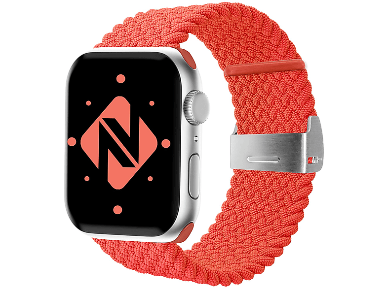 NALIA Geflochtenes Smart-Watch Armband, Ersatzarmband, Apple, Apple Rot Pastell 42mm/44mm/45mm/49mm, Watch