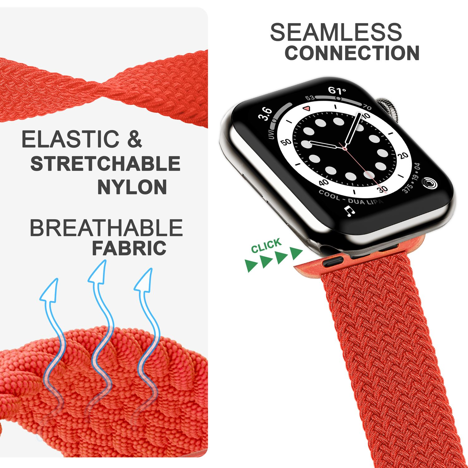 NALIA Geflochtenes Smart-Watch Armband, Ersatzarmband, 38mm/40mm/41mm, Apple Apple, Rot Pastell Watch