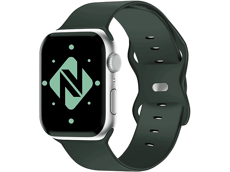 NALIA Smartwatch Silikon Armband, Ersatzarmband, Apple, Apple Watch 42mm/44mm/45mm/49mm, Oliv Grün