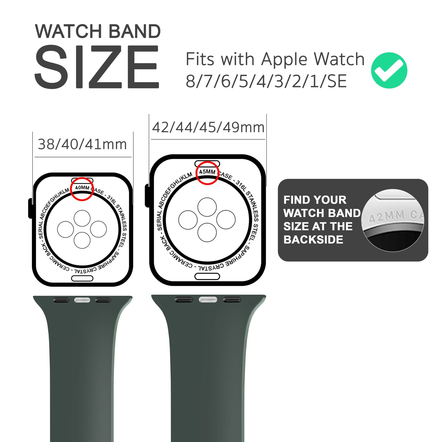 Apple, Armband, 42mm/44mm/45mm/49mm, Silikon Ersatzarmband, Smartwatch Apple Watch Grün Oliv NALIA
