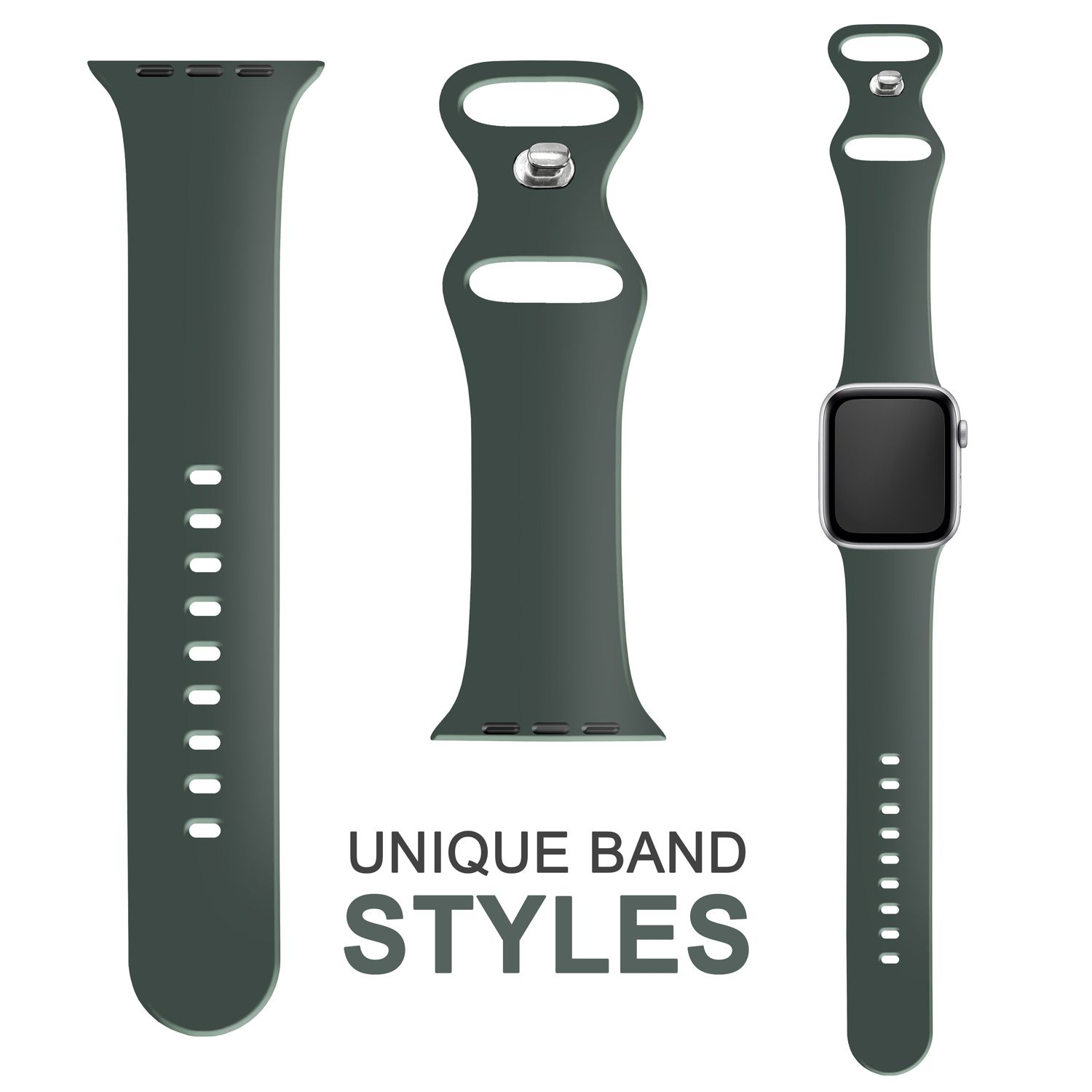 NALIA Smartwatch Silikon Ersatzarmband, Watch Armband, Apple Oliv Grün Apple, 42mm/44mm/45mm/49mm