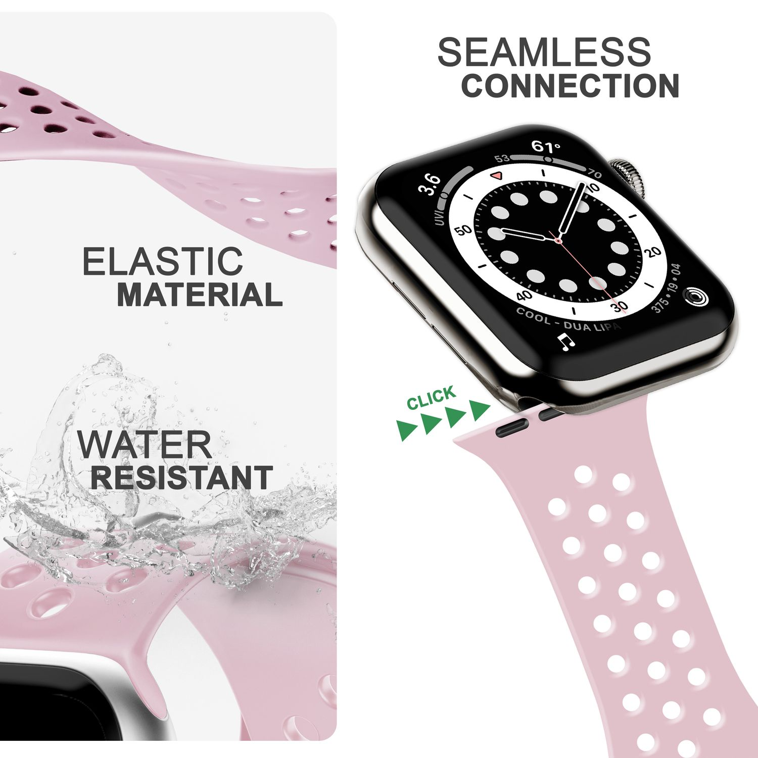 Apple Armband Smartwatch 38mm/40mm/41mm, Apple, Pink NALIA Ersatzarmband, Watch Loch-Optik,