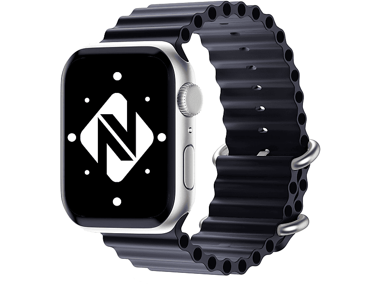 NALIA Smartwatch Sport-Armband Ocean, Ersatzarmband, Apple, Apple Watch 38mm/40mm/41mm, Anthrazit
