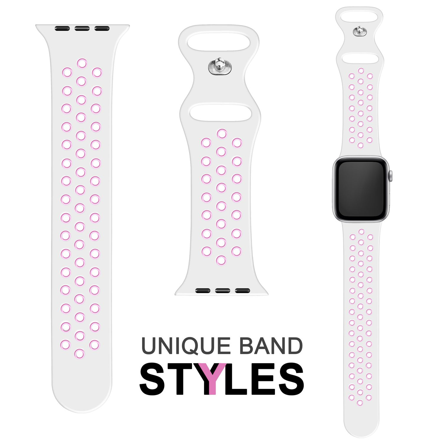 38mm/40mm/41mm, Apple Smart-Watch Armband, Airflow Ersatzarmband, Apple, Pink Weiß NALIA Watch Silikon