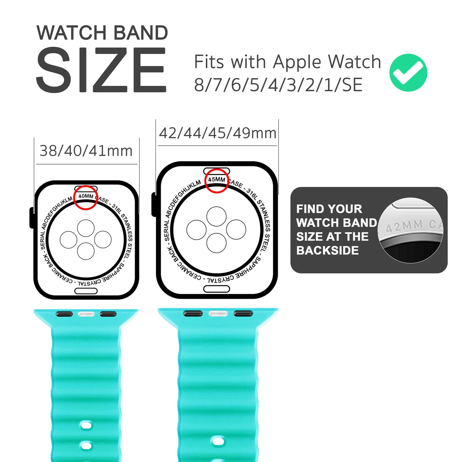 NALIA Smartwatch Apple, Watch Ersatzarmband, 38mm/40mm/41mm, Türkis Ocean, Sport-Armband Apple