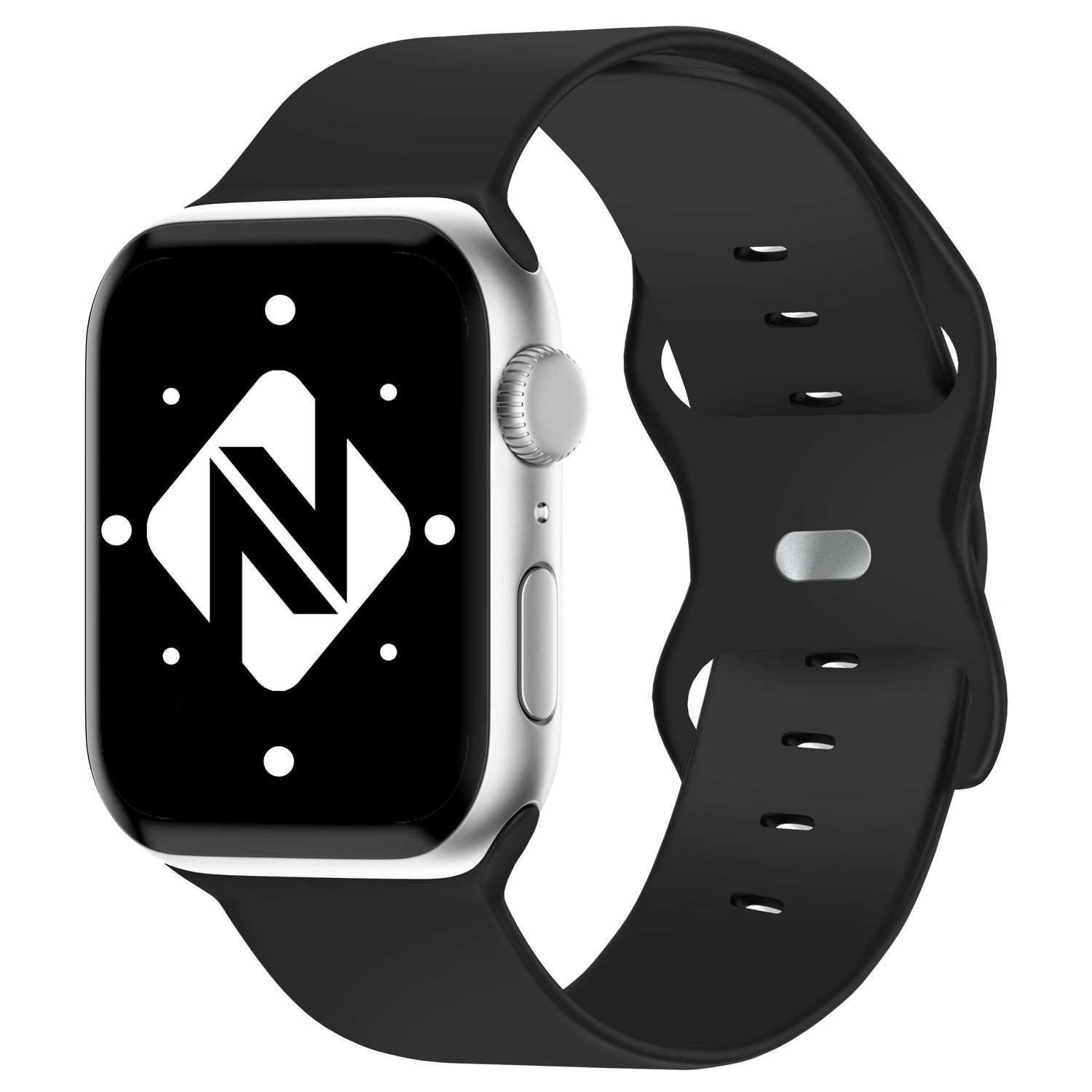 NALIA Smartwatch Silikon Armband, Schwarz Ersatzarmband, Apple Watch 38mm/40mm/41mm, Apple