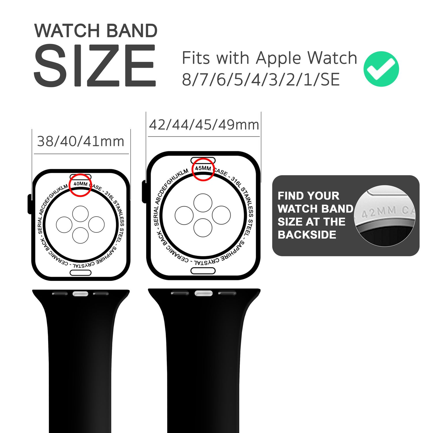 NALIA Smartwatch Apple, Apple Watch Schwarz Ersatzarmband, 38mm/40mm/41mm, Armband, Silikon