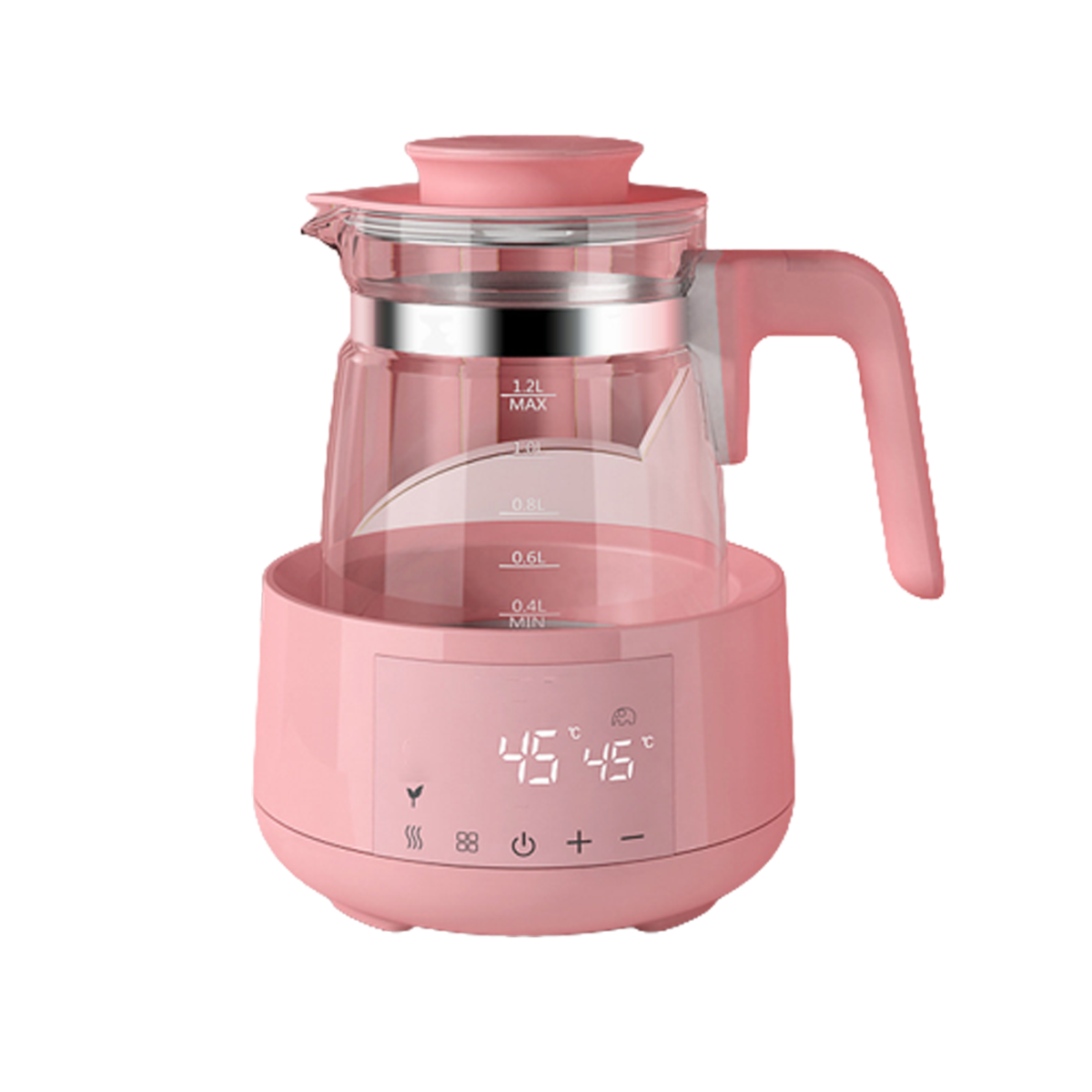 UWOT 24hThermostatischer Milchregler: sicheres Wasserkocher, rosa Material, 360° Temperaturregelung, drehbar,Rosa präzise