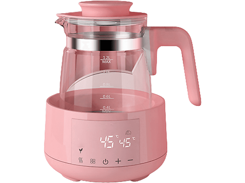 UWOT 24hThermostatischer Wasserkocher, 360° rosa Milchregler: Material, Temperaturregelung, präzise sicheres drehbar,Rosa