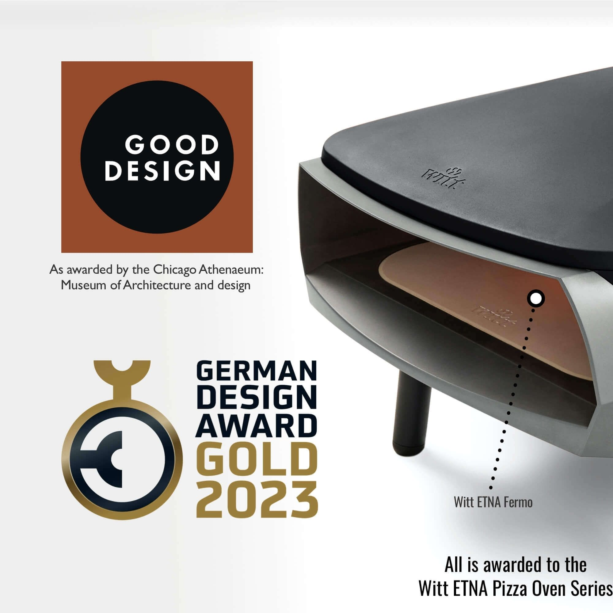 Immagine di un forno per pizza con premi. Un forno per pizza con premi per design e innovazione.