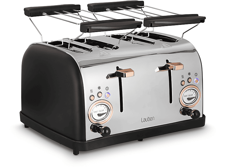 LAUBEN 4 Slice Toaster 1500BC Toaster Schwarz, Edelstahl (1500 Watt