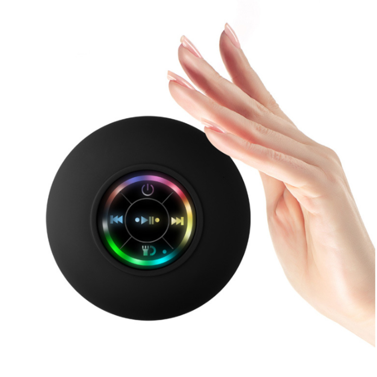 ENBAOXIN Tragbarer Bluetooth-Stereo-Saugnapf mit Weiß, Wasserdicht Licht, Lautsprecher, Farben, Blinklichter, Bluetooth Wasserfest Sieben kühle Vier