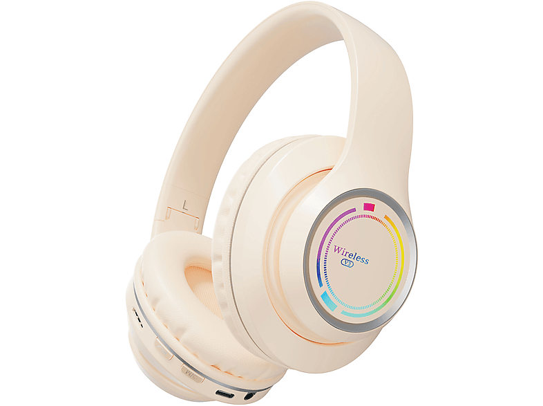 KINSI V3 Drahtlos,Spiele,RGB, Over-ear Bluetooth-Kopfhörer Bluetooth Creme
