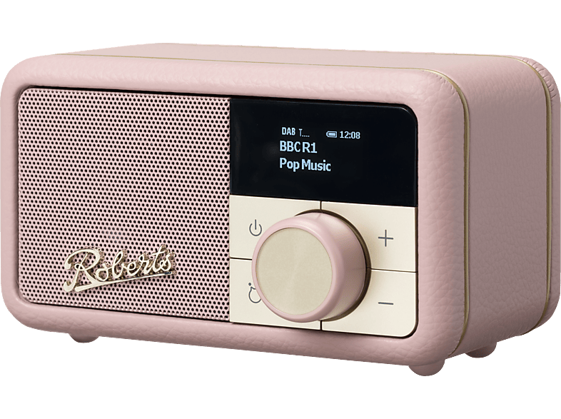 ROBERTS RADIO Revival Petite | tragbares Radio DAB+ Akku Bluetooth integriertem FM DAB+, Digitalradio, und dusky | mit pink Rosé 