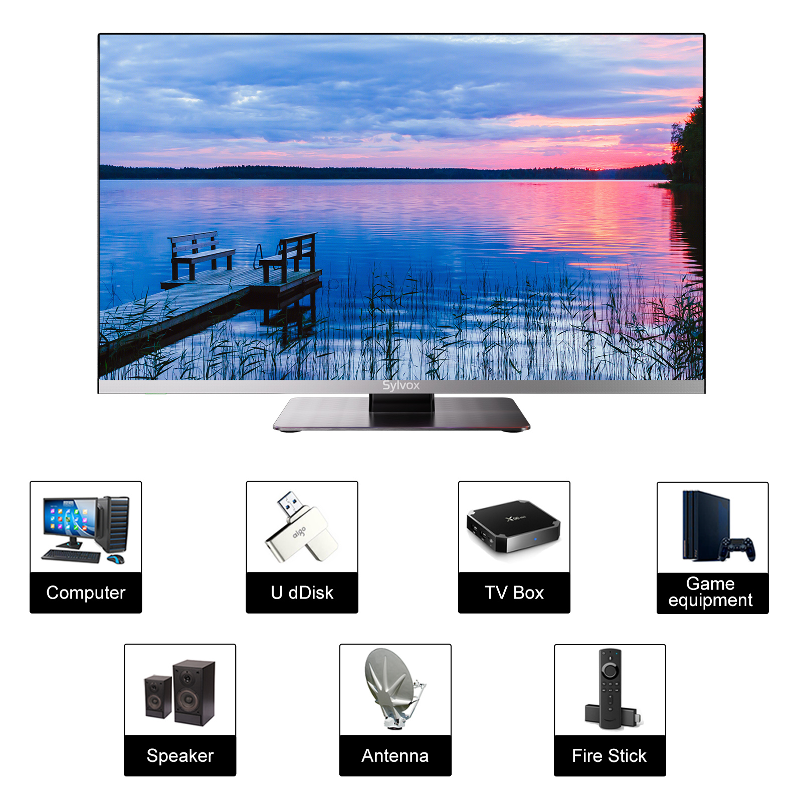 Eingebauter 32 Smart TV, 32 / Limo Zoll DVD 81,28 Android) Full-HD, cm, Zoll SMART SYLVOX (Flat, 12V Player TV 32 TV