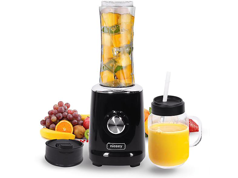 NICEEY CD639E Mini Smoothie Maker Standmixer Schwarz (500 Watt)