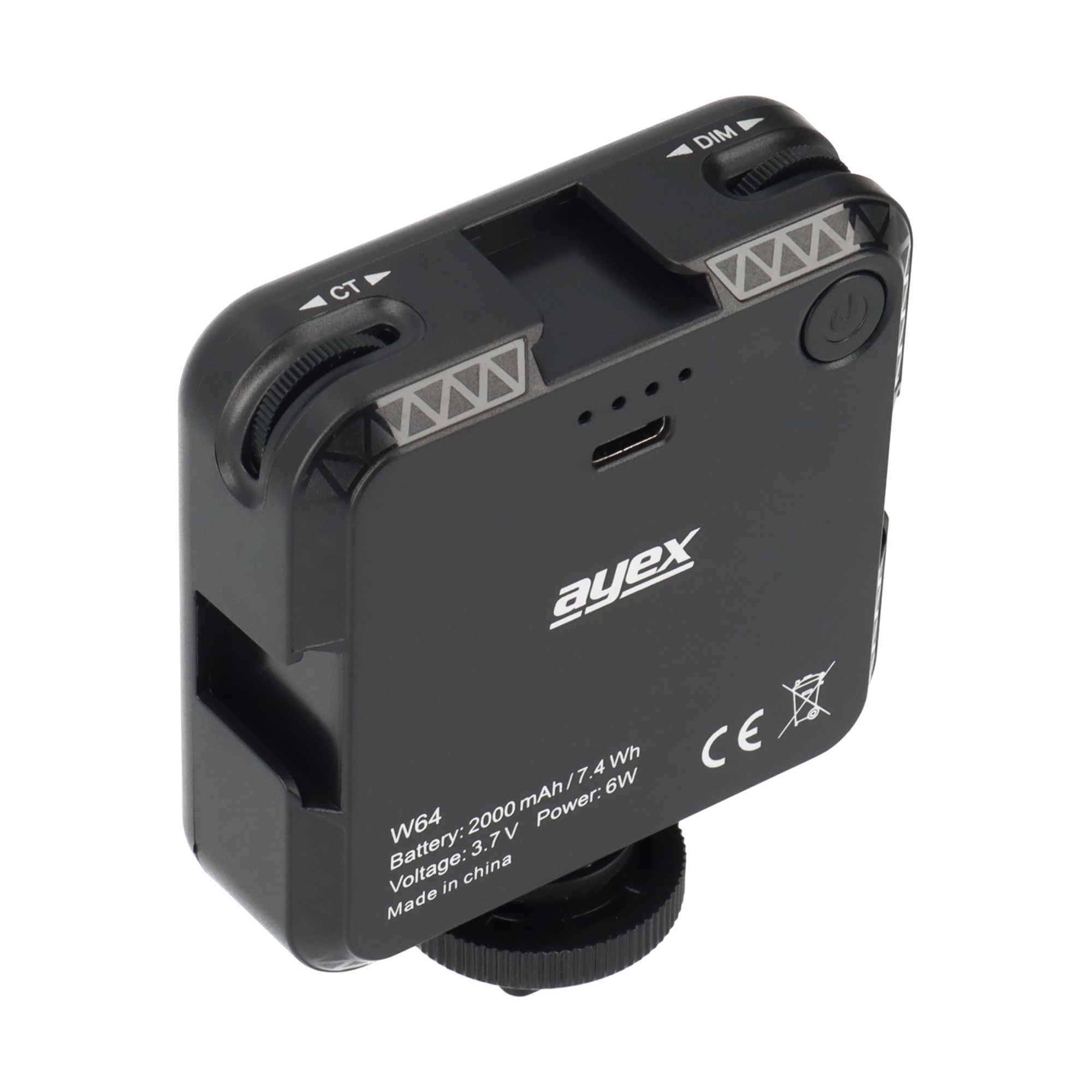 AYEX W64 - Kamera Farbtemperatur mit Bicolor 2500k 6500k Videoleuchte Akku Akku 2000mAh für Deckel