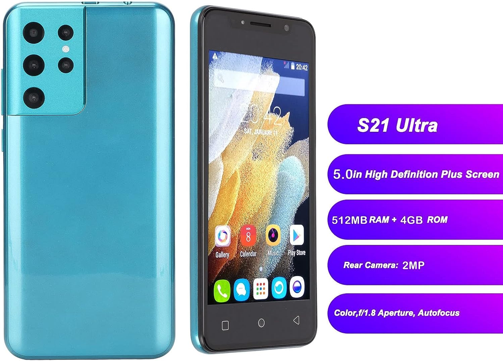 Türkisfarbenes Smartphone mit Infografiken auf weißem Hintergrund.