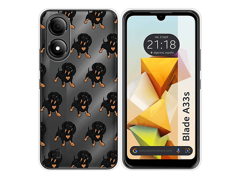 Cover E Vetro Temperato Per ZTE Blade A33s | Custodia Antiurdo Nera Con Staffa Girevole 360° + Pellicola Protettiva 9H
