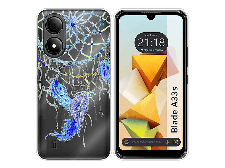 Cover E Vetro Temperato Per ZTE Blade A33s | Custodia Antiurdo Nera Con Staffa Girevole 360° + Pellicola Protettiva 9H