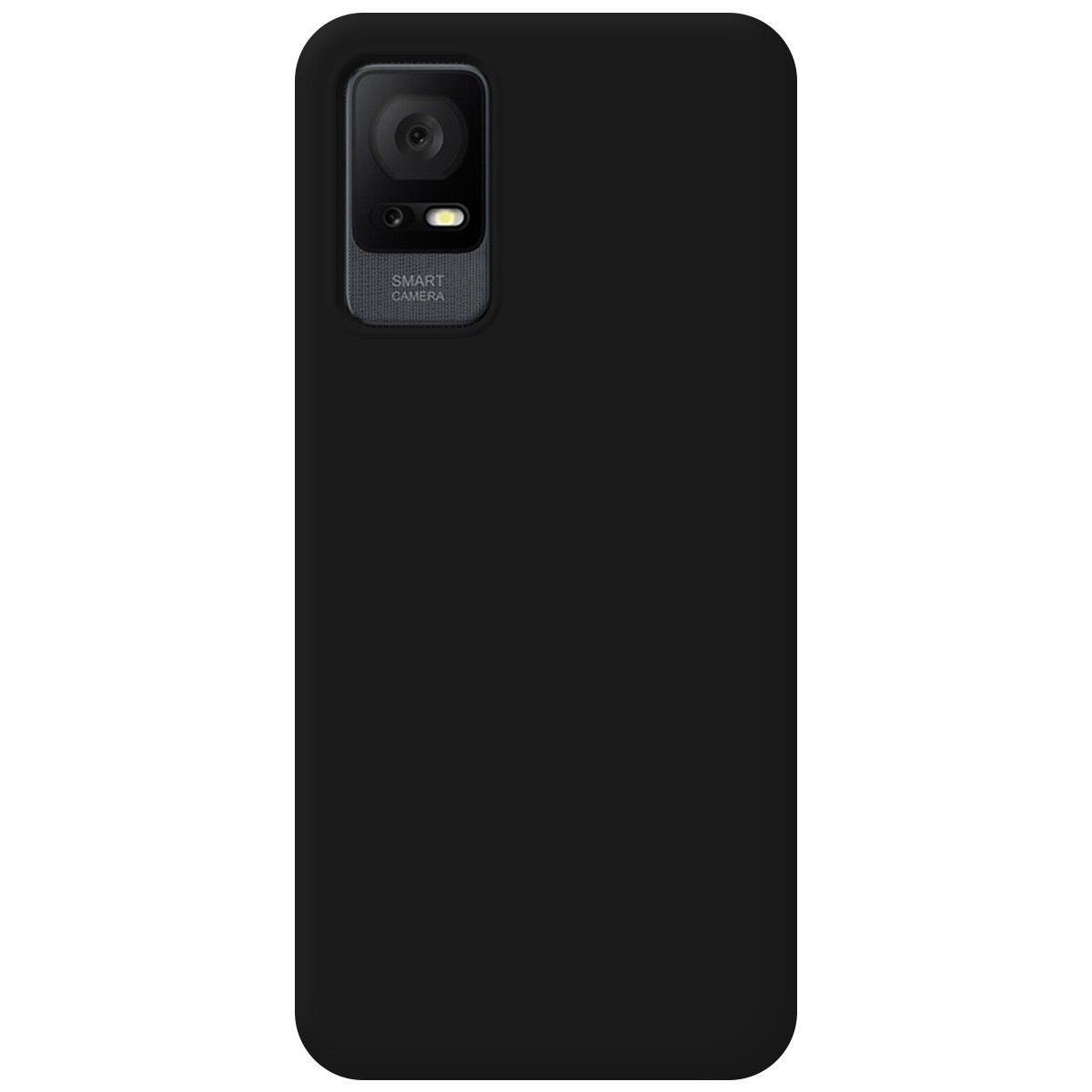 Telefono nero con un modulo fotocamera e le parole 'SMART CAMERA'.
