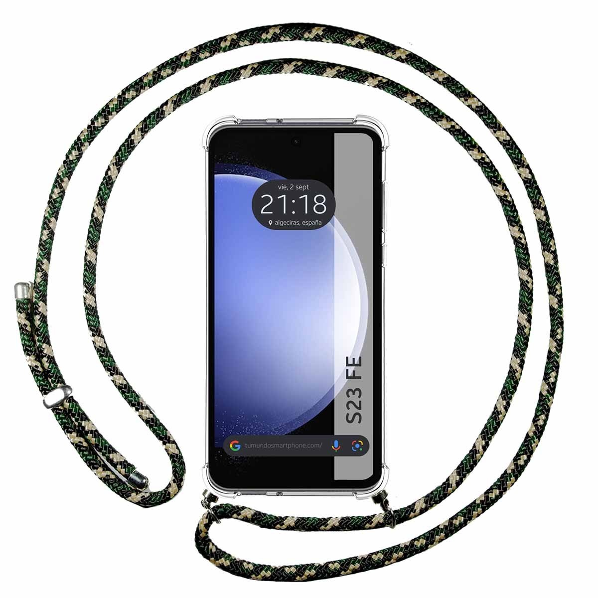 Telefono con cordino mimetico.