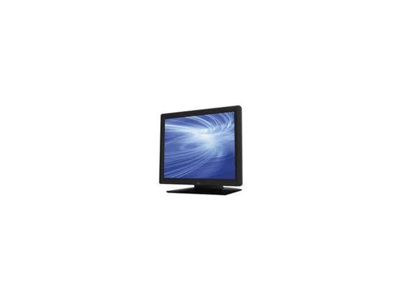 Schwarzer Computermonitor auf weißem Hintergrund.