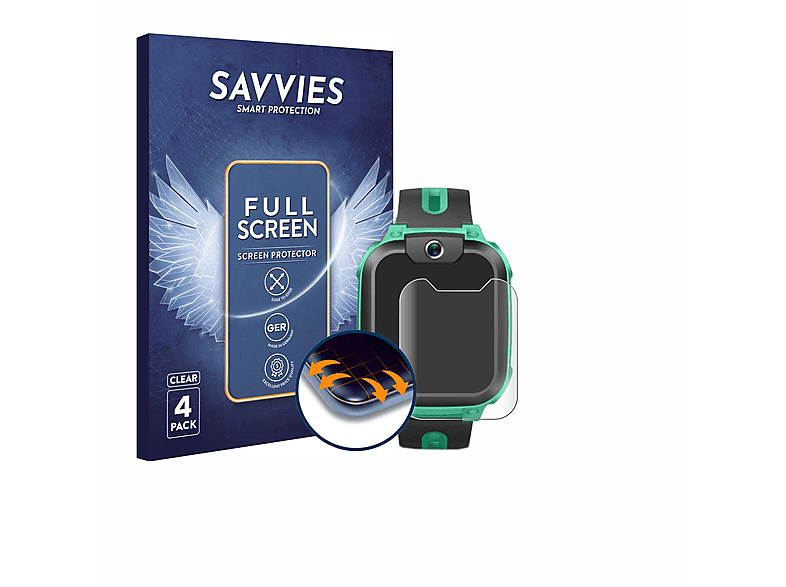 SAVVIES 4x Flex Z1) Full-Cover Watch Imoo Curved Phone Schutzfolie(für 3D