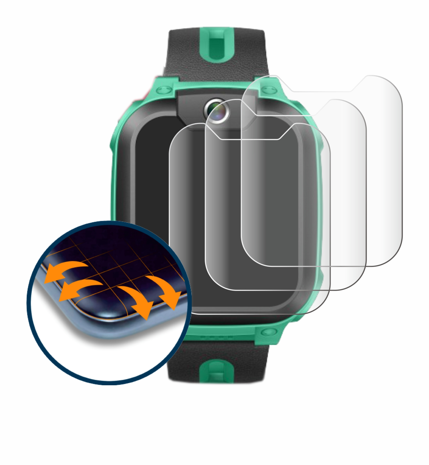 SAVVIES 4x Flex Full-Cover 3D Curved Imoo Phone Schutzfolie(für Z1) Watch