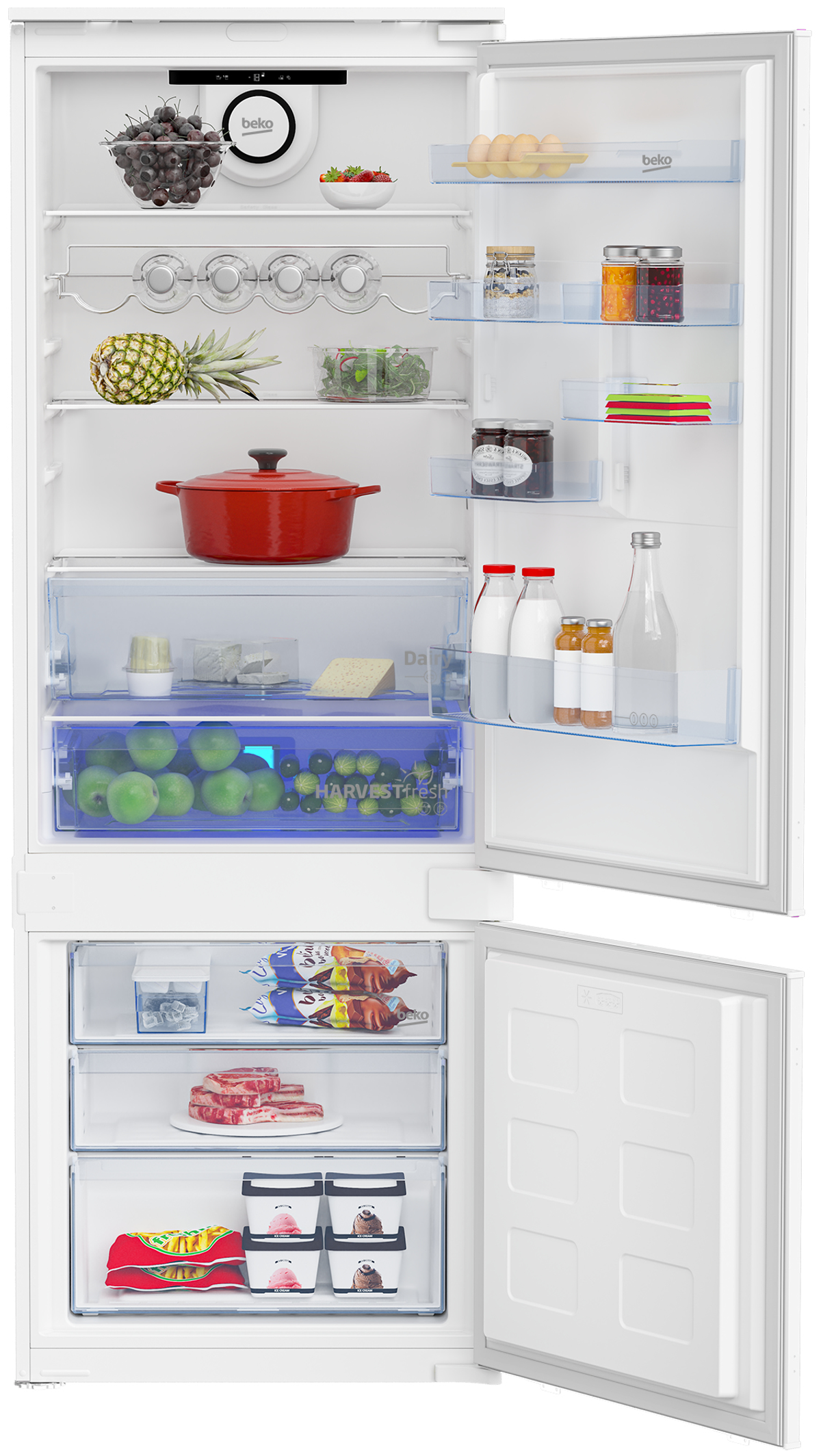 Frigorífico combi - BEKO BCSE400E40SN, Estático, Altura 194 cm, Capacidad 400 l, Blanco