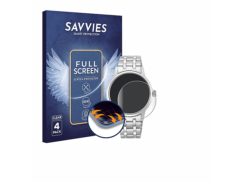 SAVVIES 4x Flex Full-Cover 3D Curved Schutzfolie(für Seiko Presage SRP839J1)