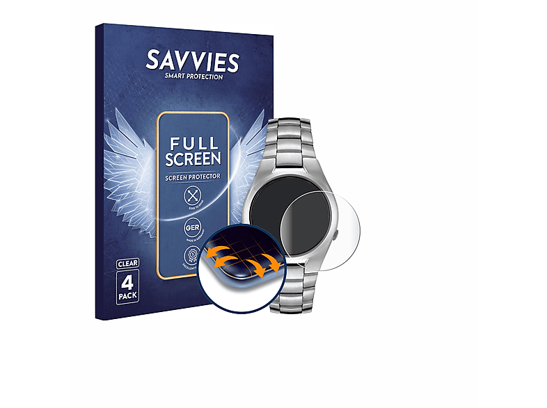 SAVVIES 4x Flex Full-Cover 3D Curved Schutzfolie(für Seiko 5 Automatic SNK603) | Smartwatch Schutzfolien & Gläser