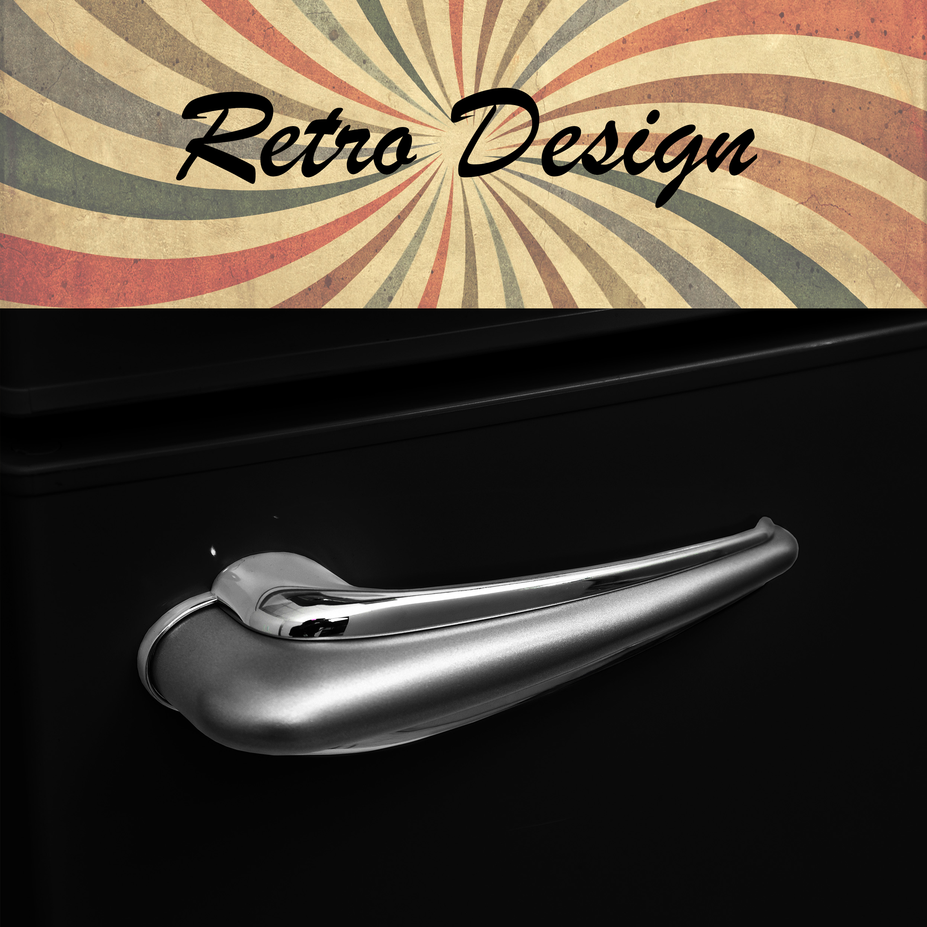 Retro-Design-Türgriff in Schwarz. Chromgriff.