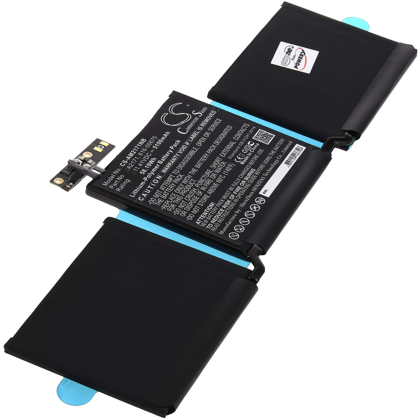 Akku Volt, POWERY Apple MacBook 5100mAh Retina Li-Polymer für 13.3 (A2159) 11.4 Pro Akku,