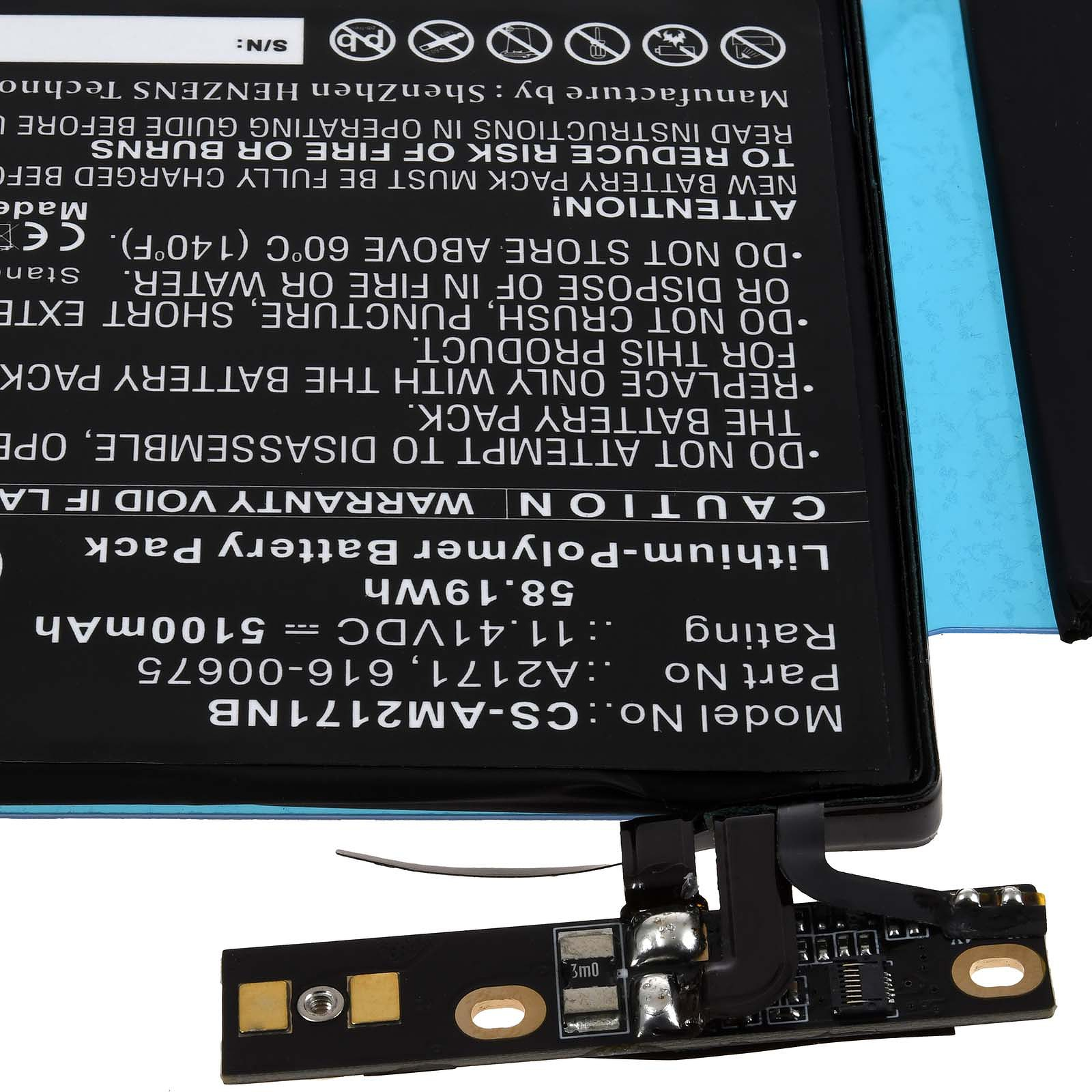 13.3 Akku Apple Li-Polymer Akku, 5100mAh Volt, Pro 11.4 POWERY MacBook für Retina (A2159)