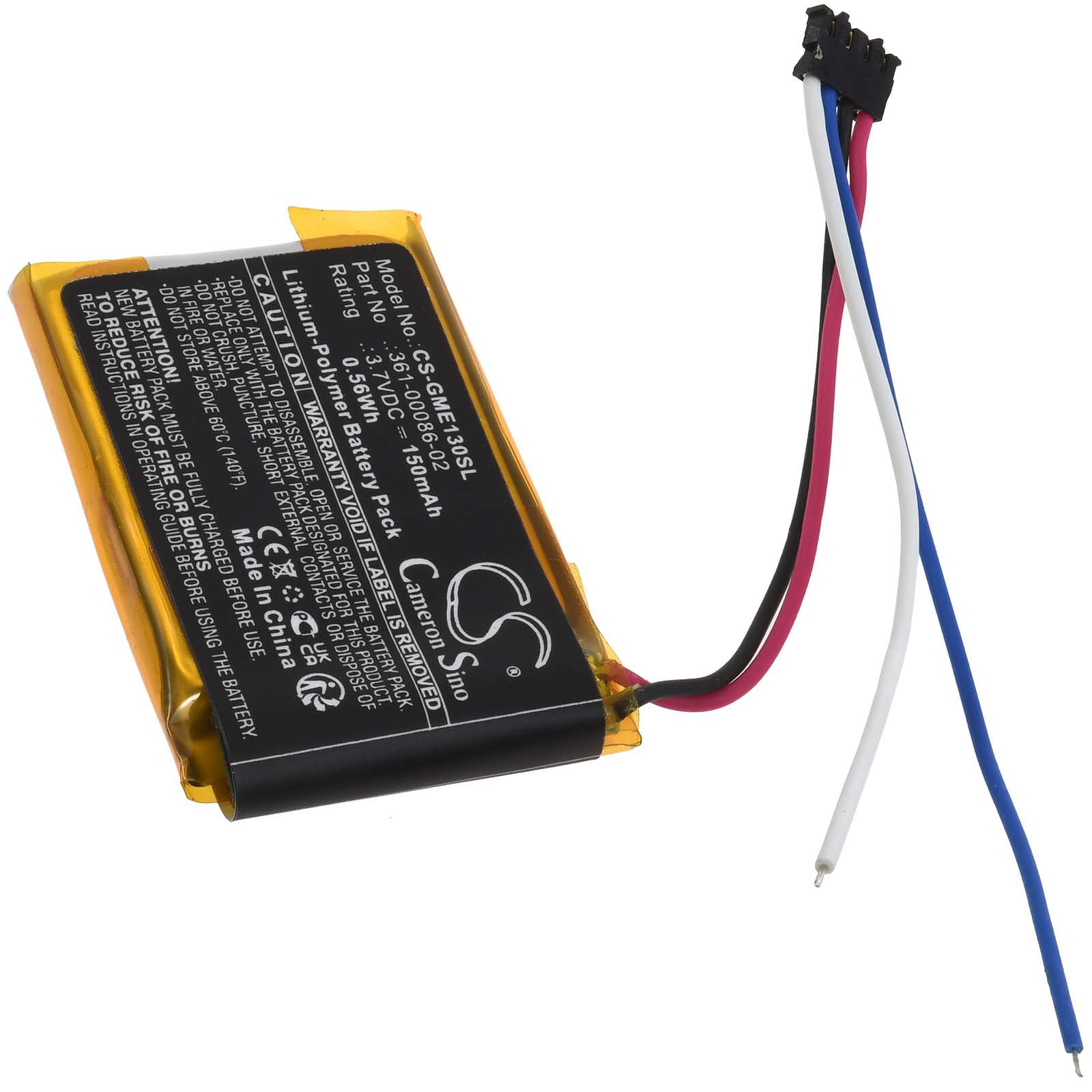 Nahaufnahme eines Akkupacks mit Drähten, die an einen schwarzen Stecker angeschlossen sind.
