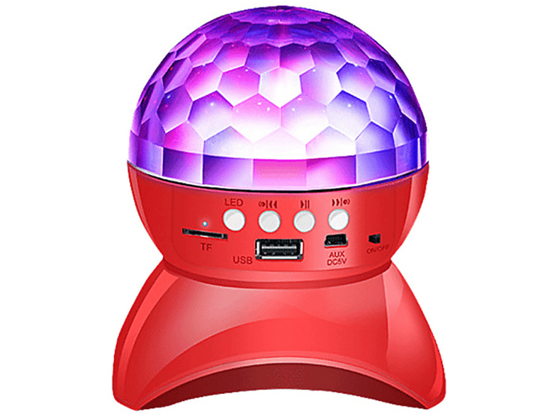 ENBAOXIN Kleiner Bluetooth-Lautsprecher mit Siebenfarblicht, KTV-Atmosphäre, Schockeffekt Bluetooth-Lautsprecher, Rot