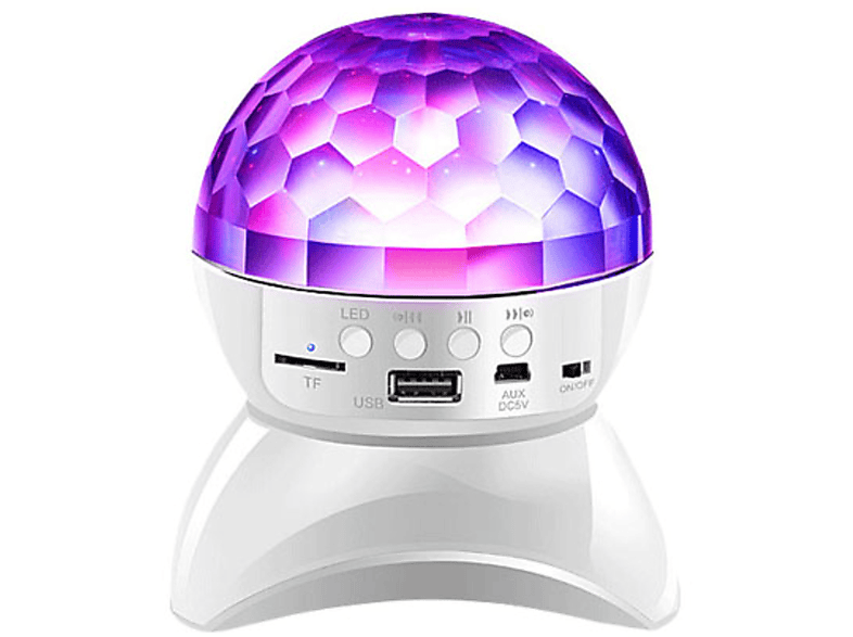 ENBAOXIN Kleiner Bluetooth-Lautsprecher mit Siebenfarblicht, KTV-Atmosphäre, Schockeffekt Bluetooth-Lautsprecher, Weiß