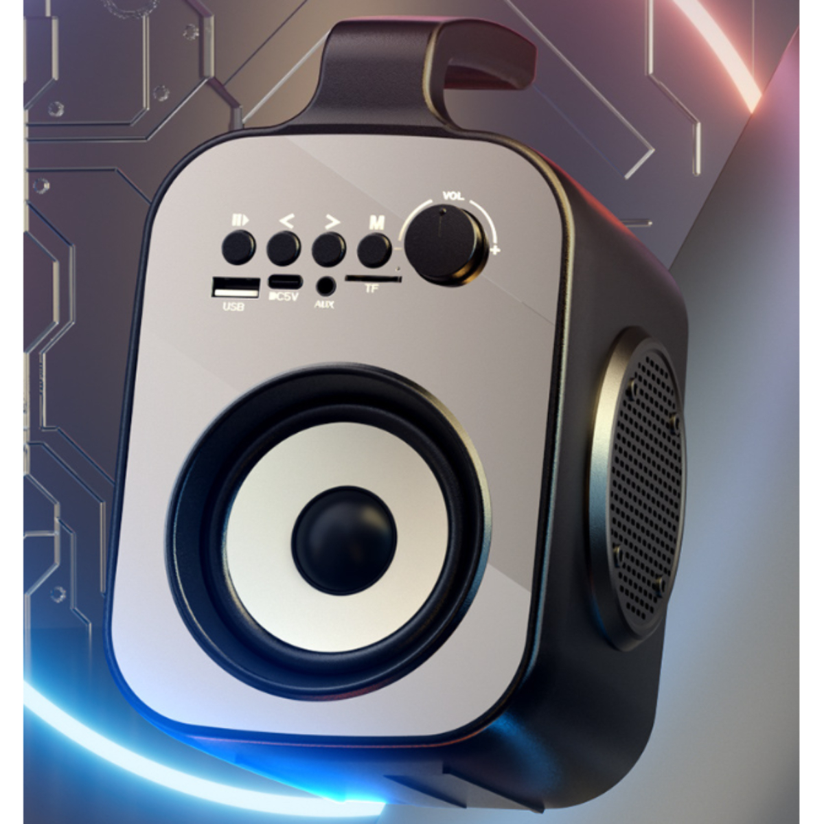 Große AI Schwarz Lautsprecher Subwoofer, Bluetooth, Lautstärke Tragbar, Starker Bluetooth-Lautsprecher, ENBAOXIN
