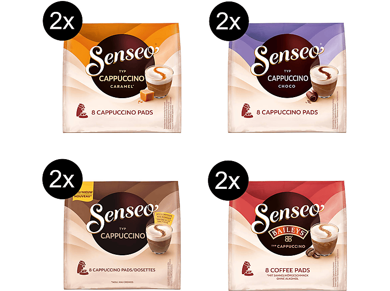 SENSEO Cappuccino Choco Caramel Baileys Vielfaltspaket Kaffeepads (Senseo Pad-Maschine)