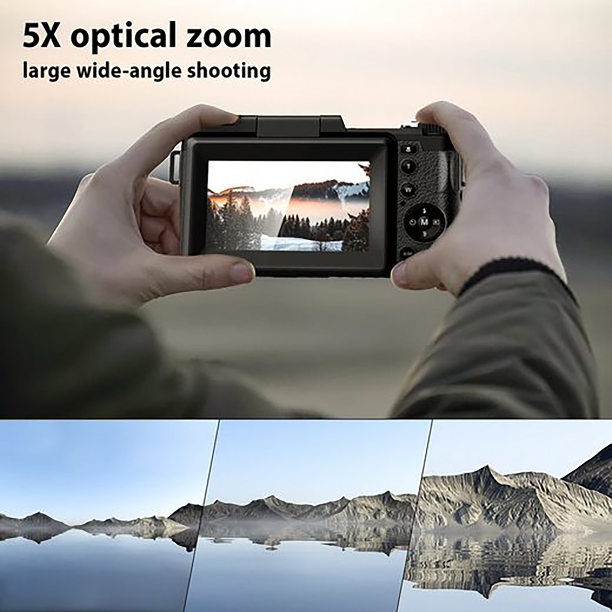 LINGDA Mikro-SLR mit Sony CMOS-Sensor, Schwarz, opt. 5x Zoom Digitalkamera Kompaktkamera Zoom- opt