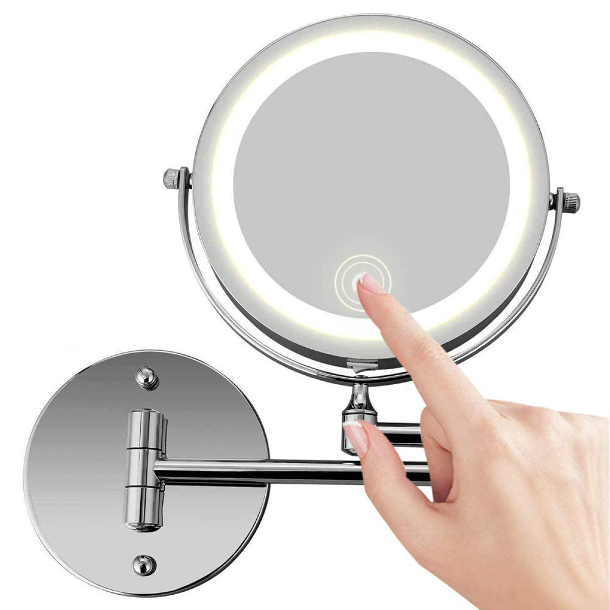 USB silver ELKUAIE Kosmetikspiegel Über wiederaufladbarer Spiegel doppelseitiger