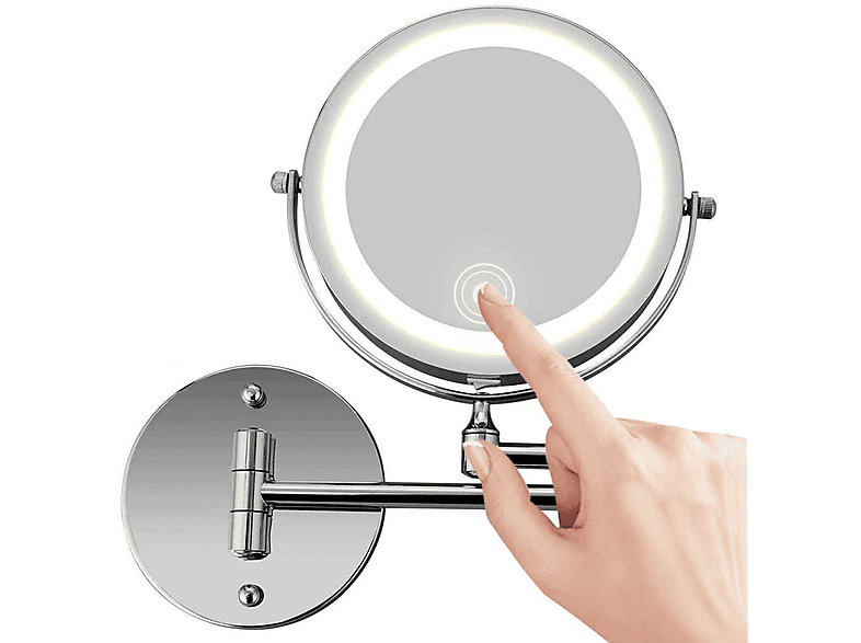 Über Kosmetikspiegel USB doppelseitiger ELKUAIE wiederaufladbarer Spiegel silver