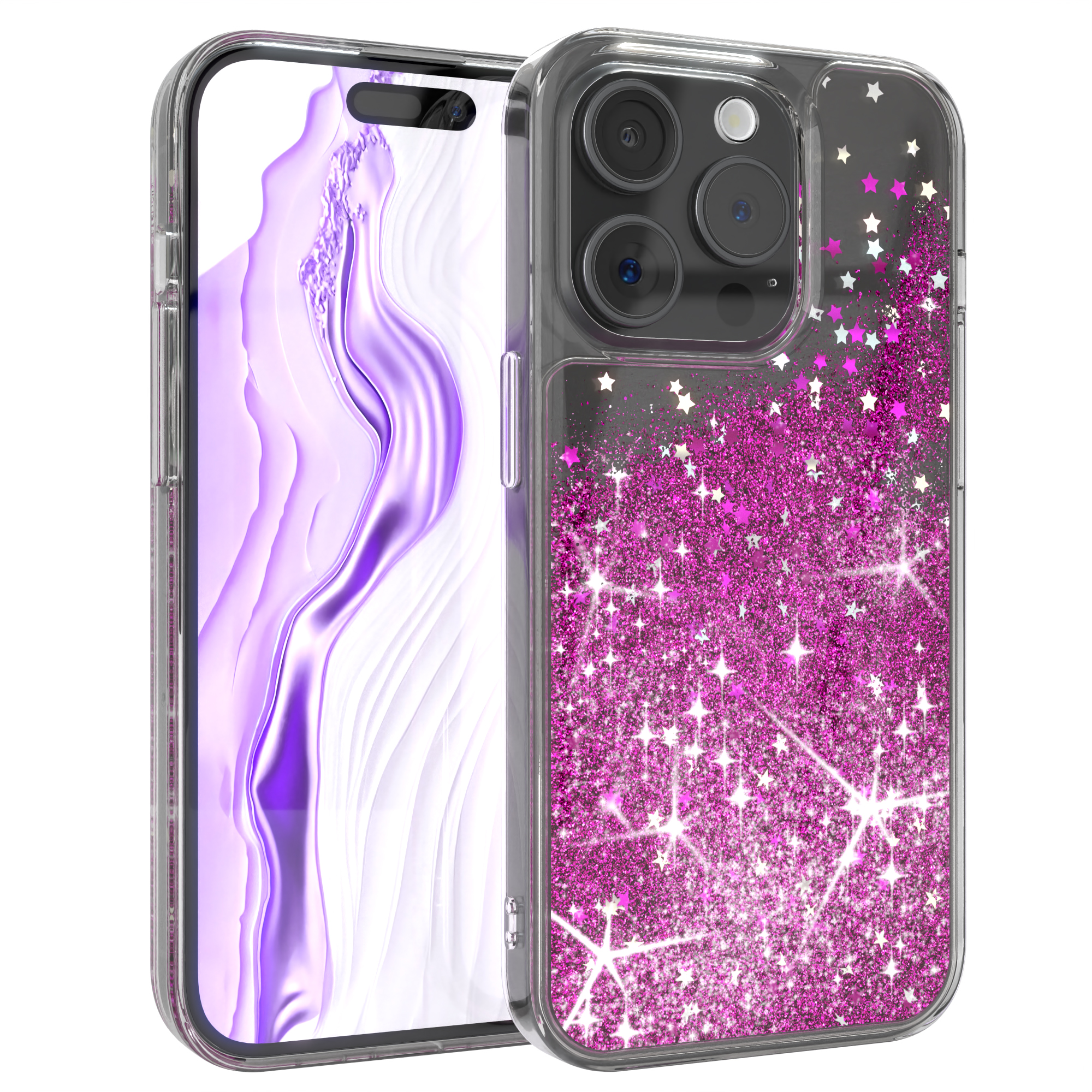 Glittery Lila Pro, iPhone Backcover, 15 CASE Liquid Apple, EAZY Case,