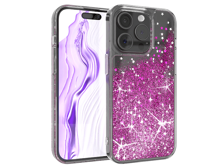 EAZY CASE Liquid Glittery Case, Backcover, Apple, iPhone 15 Pro, Lila