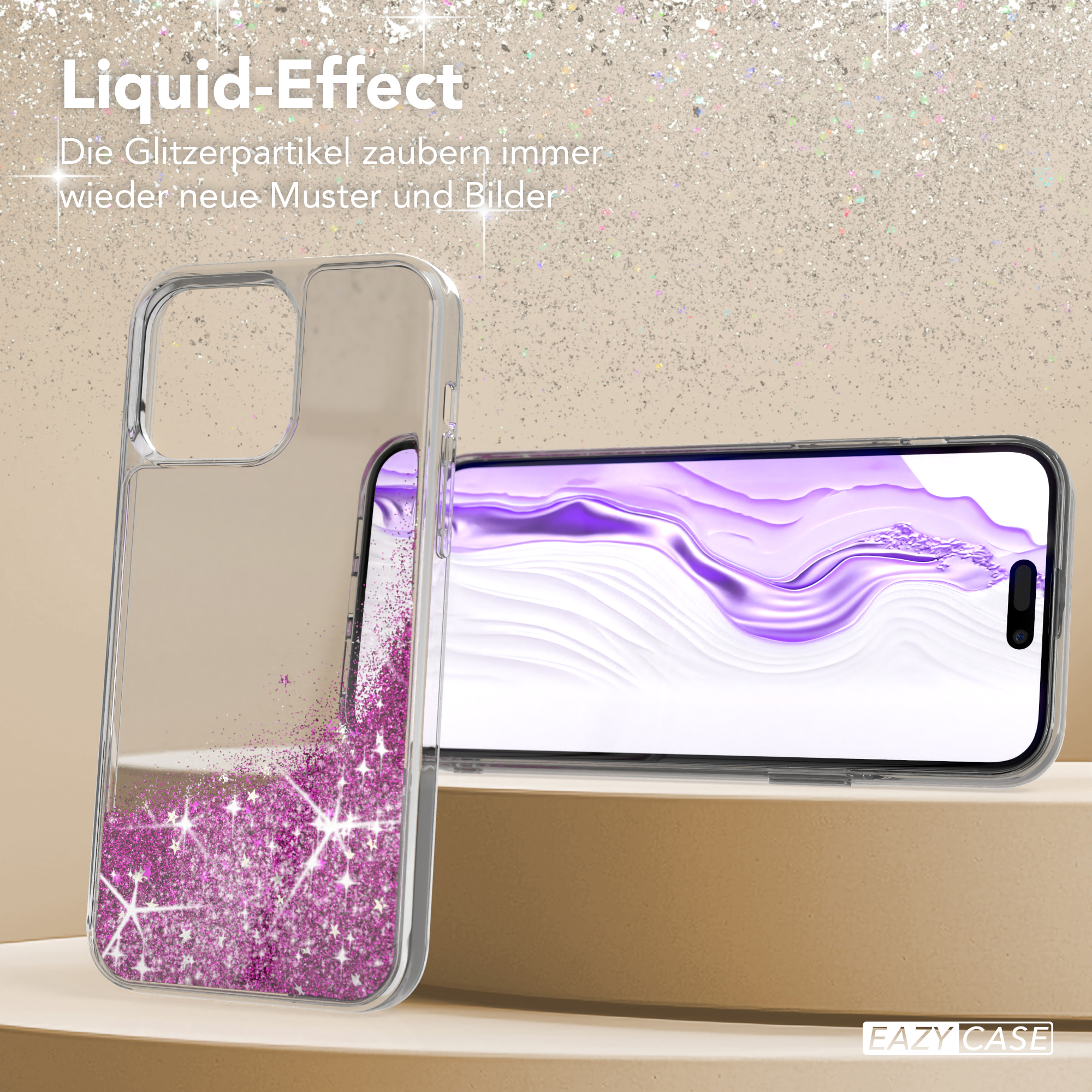 Lila Case, Backcover, EAZY Apple, Pro Glittery 15 Max, Liquid iPhone CASE