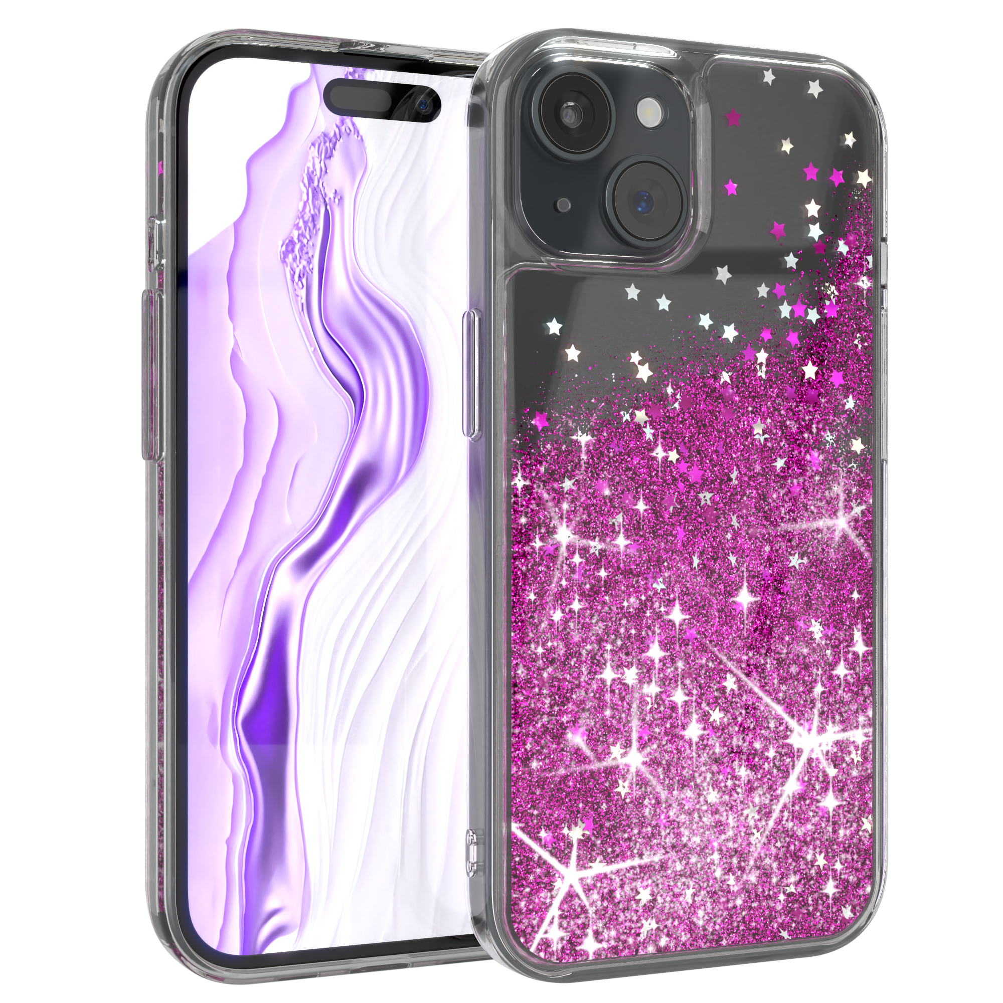EAZY CASE Liquid Glittery Case, Backcover, Lila iPhone Apple, 15