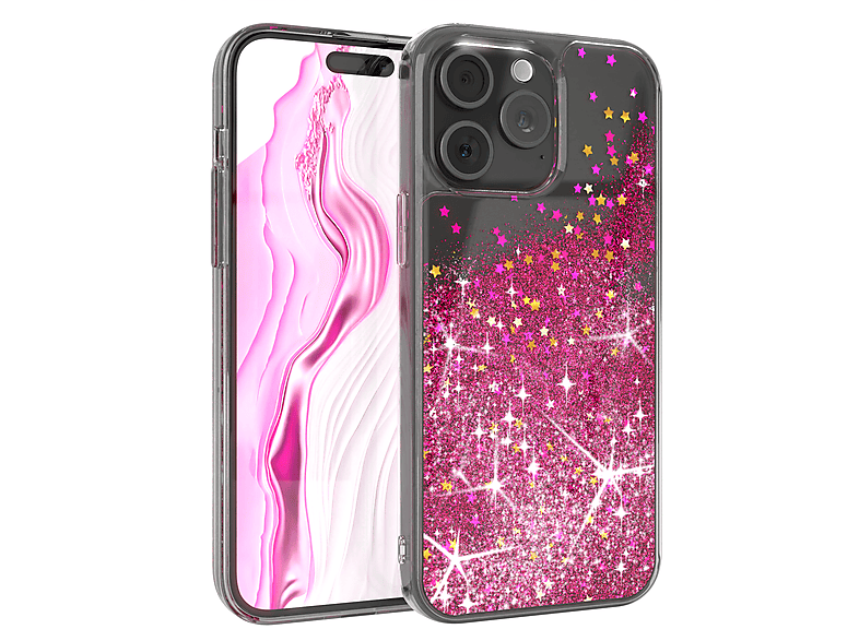 EAZY CASE Liquid Glittery Case, Backcover, Apple, iPhone 15 Pro Max, Pink